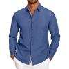 COOFANDY Mens Casual Button Down Shirt Untucked Long Sleeve Stretch Denim Dress Shirt(Denim Blue)