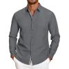 COOFANDY Mens Casual Button Down Shirt Untucked Long Sleeve Stretch Denim Dress Shirt(Grey)