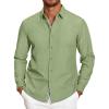 COOFANDY Mens Casual Button Down Shirt Untucked Long Sleeve Stretch Denim Dress Shirt(Light Green)