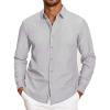 COOFANDY Mens Casual Button Down Shirt Untucked Long Sleeve Stretch Denim Dress Shirt(Light Grey)