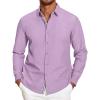 COOFANDY Mens Casual Button Down Shirt Untucked Long Sleeve Stretch Denim Dress Shirt(Light Purple)