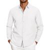 COOFANDY Mens Casual Button Down Shirt Untucked Long Sleeve Stretch Denim Dress Shirt(White)
