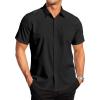 COOFANDY Mens Casual Dress Shirt Short Sleeve Wrinkle Free Dress Shirt Business Casual Shirts(Black)