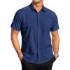 COOFANDY Mens Casual Dress Shirt Short Sleeve Wrinkle Free Dress Shirt Business Casual Shirts(Deep Blue)
