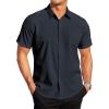 COOFANDY Mens Casual Dress Shirt Short Sleeve Wrinkle Free Dress Shirt Business Casual Shirts(Navy Blue)