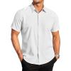 COOFANDY Mens Casual Dress Shirt Short Sleeve Wrinkle Free Dress Shirt Business Casual Shirts(White)