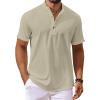 COOFANDY Men’s Casual Henley Shirts Short Sleeve Summer Beach T-Shirts Banded Collar Henleys Button Tee Shirt(Gray Green)