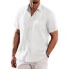COOFANDY Men’s Casual Linen Shirts Short Sleeve Button Down Shirt Summer Beach Tops