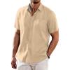 COOFANDY Men’s Casual Linen Shirts Short Sleeve Button Down Shirt Summer Beach Tops(Beige)