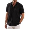 COOFANDY Men’s Casual Linen Shirts Short Sleeve Button Down Shirt Summer Beach Tops(Black)