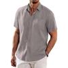 COOFANDY Men’s Casual Linen Shirts Short Sleeve Button Down Shirt Summer Beach Tops(Dark Grey)