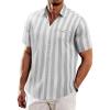 COOFANDY Men’s Casual Linen Shirts Short Sleeve Button Down Shirt Summer Beach Tops(Grey Stripe)