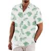 COOFANDY Men’s Casual Linen Shirts Short Sleeve Button Down Shirt Summer Beach Tops(Leaves-green)