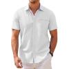 COOFANDY Men’s Casual Shirts Short Sleeve Button Down Shirt for Men Wedding Beach Fashion Shirt(White)