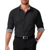 COOFANDY Men’s Dress Shirt Long Sleeve Casual Button Down Shirt Wrinkle Free Formal Business Shirts(03_black Solid)