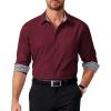 COOFANDY Men’s Dress Shirt Long Sleeve Casual Button Down Shirt Wrinkle Free Formal Business Shirts(03_wine Red Solid)