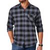 COOFANDY Men’s Flannel Shirts Long Sleeve Button Down Plaid Shirt Lightweight Shirt(Black & Grey)