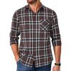 COOFANDY Men’s Flannel Shirts Long Sleeve Button Down Plaid Shirt Lightweight Shirt(Brown White Black)