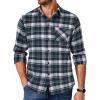 COOFANDY Men’s Flannel Shirts Long Sleeve Button Down Plaid Shirt Lightweight Shirt(Navy Blue & White)