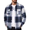 COOFANDY Men’s Flannel Shirts Long Sleeve Cotton Plaid Shirt Jacket Casual Button Down Shirt with Pockets(Blue White)