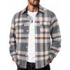 COOFANDY Men’s Flannel Shirts Long Sleeve Cotton Plaid Shirt Jacket Casual Button Down Shirt with Pockets(Grey Brown)