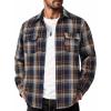 COOFANDY Men’s Flannel Shirts Long Sleeve Cotton Plaid Shirt Jacket Casual Button Down Shirt with Pockets(Navy Blue Yellow)