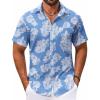COOFANDY Men’s Hawaiian Shirt Short Sleeve Casual Button Down Tropical Summer Beach Aloha Shirts(Blue-white Flowers)