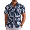 COOFANDY Men’s Hawaiian Shirt Short Sleeve Floral Button Down Shirts Tropical Holiday Beach Shirts(Navy & White – Flower)