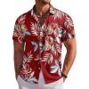 COOFANDY Men’s Hawaiian Shirt Short Sleeve Floral Button Down Shirts Tropical Holiday Beach Shirts(Red – Tropical Leaf)