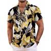COOFANDY Mens Hawaiian Shirt Short Sleeve Floral Button Down Shirts Tropical Summer Beach Shirts Camp Collar Shirt(Black- Palm Leaf)