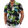 COOFANDY Mens Hawaiian Shirt Short Sleeve Floral Button Down Shirts Tropical Summer Beach Shirts Camp Collar Shirt(Black-hawaiian Floral)