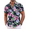 COOFANDY Mens Hawaiian Shirt Short Sleeve Floral Button Down Shirts Tropical Summer Beach Shirts Camp Collar Shirt(Black-tropical Floral)