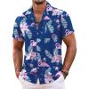 COOFANDY Mens Hawaiian Shirt Short Sleeve Floral Button Down Shirts Tropical Summer Beach Shirts Camp Collar Shirt(Blue-flamingo)