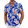 COOFANDY Mens Hawaiian Shirt Short Sleeve Floral Button Down Shirts Tropical Summer Beach Shirts Camp Collar Shirt(Blue-tropical Floral)