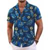 COOFANDY Mens Hawaiian Shirt Short Sleeve Floral Button Down Shirts Tropical Summer Beach Shirts Camp Collar Shirt(Deep Blue-yellow Floral)
