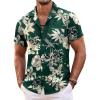 COOFANDY Mens Hawaiian Shirt Short Sleeve Floral Button Down Shirts Tropical Summer Beach Shirts Camp Collar Shirt(Green Palm Tree)