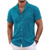 COOFANDY Mens Hawaiian Shirt Short Sleeve Floral Button Down Shirts Tropical Summer Beach Shirts Camp Collar Shirt(Lake Green-leaf)