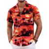 COOFANDY Mens Hawaiian Shirt Short Sleeve Floral Button Down Shirts Tropical Summer Beach Shirts Camp Collar Shirt(Red-island Sunset)