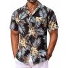 COOFANDY Men’s Hawaiian Shirt Short Sleeve Floral Button Down Shirts Tropical Vacation Beach Shirts with Pocket(Black – Palm Leaf)