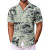 COOFANDY Men’s Hawaiian Shirt Short Sleeve Floral Button Down Shirts Tropical Vacation Beach Shirts with Pocket(Light Green – Palm Tree)