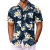 COOFANDY Men’s Hawaiian Shirt Short Sleeve Floral Button Down Shirts Tropical Vacation Beach Shirts with Pocket(Navy Blue – Flower)