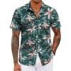 COOFANDY Mens Hawaiian Shirts Short Sleeve Tropical Button Down Shirts Floral Summer Beach Shirt(Green – Khaki Flower)