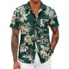 COOFANDY Mens Hawaiian Shirts Short Sleeve Tropical Button Down Shirts Floral Summer Beach Shirt(Green – Palm Tree)