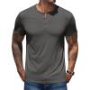 COOFANDY Men’s Henley Shirts Short Sleeve Casual Basic Henley Tee Summer Button Lightweight Stretch T Shirts(Dark Gray)