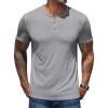 COOFANDY Men’s Henley Shirts Short Sleeve Casual Basic Henley Tee Summer Button Lightweight Stretch T Shirts(Light Gray)