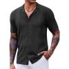 COOFANDY Men’s Knit Shirts Vintage Short Sleeve Button Down Shirt Casual Summer Beach Shirt(Black)