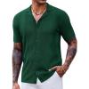COOFANDY Men’s Knit Shirts Vintage Short Sleeve Button Down Shirt Casual Summer Beach Shirt(Green)