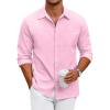COOFANDY Men’s Oxford Shirt Long Sleeve Casual Button Down Shirts Regular Fit Dress Shirts(Light Pink)