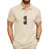 COOFANDY Men’s Polo Shirts Short Sleeve Pique Jersey Golf Shirt Casual Summer Collared T-Shirts(Light Khaki)