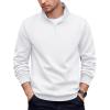 COOFANDY Mens Quarter Zip Pullover Casual Long Sleeve Quilted Sweatshirt Mock Neck Polo Sweater with Pocket(White)